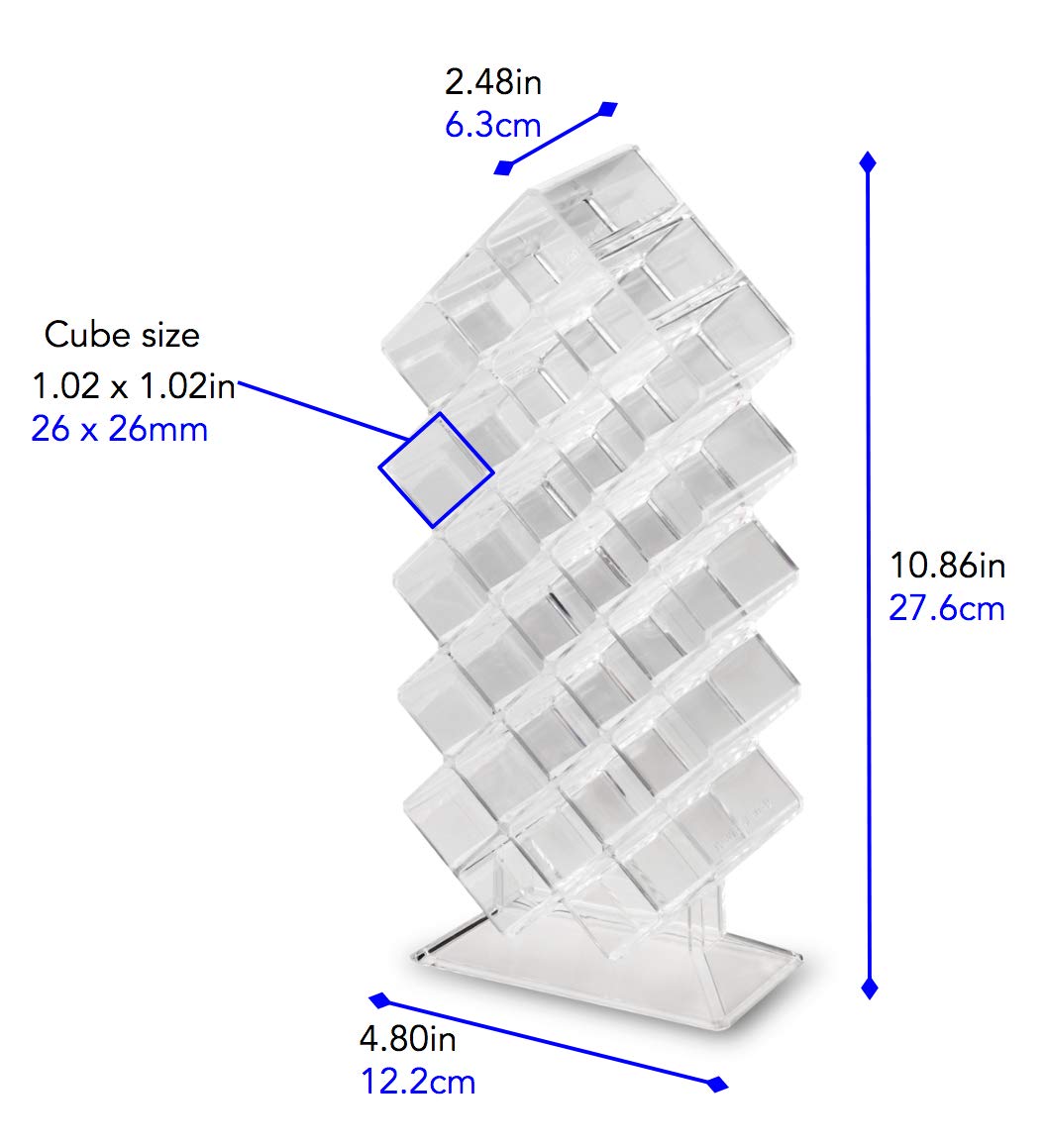 byAlegory Acrylic Lipstick Makeup Organizer | 28 Space Cosmetic Storage Designed To Stand, Lay Flat or Stack (CLEAR) - Image 6