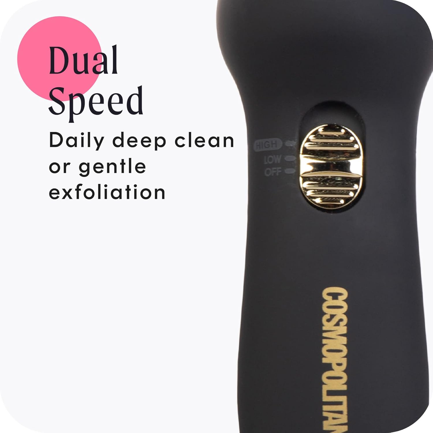 Cosmopolitan Electric Face Cleansing Brush, Spin Brush for Face, Facial Brush for Skin Cleansing and Exfoliating, Face Spin Brush for Acne, Cleaning Skin & Makeup Removal, Pore Cleaner, Black & Gold - Image 3