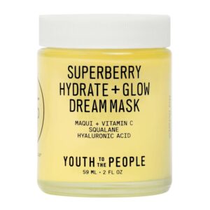 Youth To The People Superberry Dream Mask – Hydrating Vitamin C Face Moisturizer + Overnight Facial Mask, Plumps + Brightens Skin, Treats Dullness, Evens Skin Tone, Formulated With Hyaluronic Acid