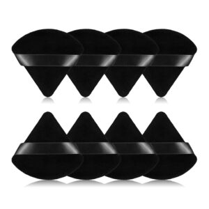 8Pcs of Triangular Powder Puff Makeup Sponges, Made of Super-soft Velvet, Designed for Contouring, Eye, and Corner, Beauty Blender Foundation Mixing Container.(Black)