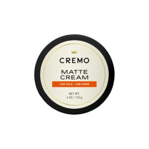Cremo Hair Styling Matte Cream, Premium Barber Grade, Light Hold, Low Shine, Hair Cream and Hair Products For Men, 4 Oz