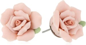 1928 Jewelry Classic Porcelain Rose Post Earrings For Women, Hand Crafted Flowers, Timeless Floral Jewellery, Made In USA