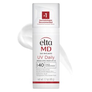 EltaMD UV Daily SPF 40 Face Sunscreen Moisturizer with Zinc Oxide, Daily Face Moisturizer with SPF, Sunscreen, For Dry Skin 1.7 oz Pump