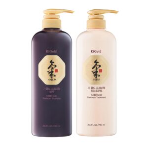 Daeng Gi Meo Ri – Ki Gold – Premium Shampoo + Treatment Set for Hair Loss, Thin Hair, Gray Hair Prevention and Treatment, Medicinal Herbal Shampoo, All Natural, Korea’s No. 1 Hair Brand