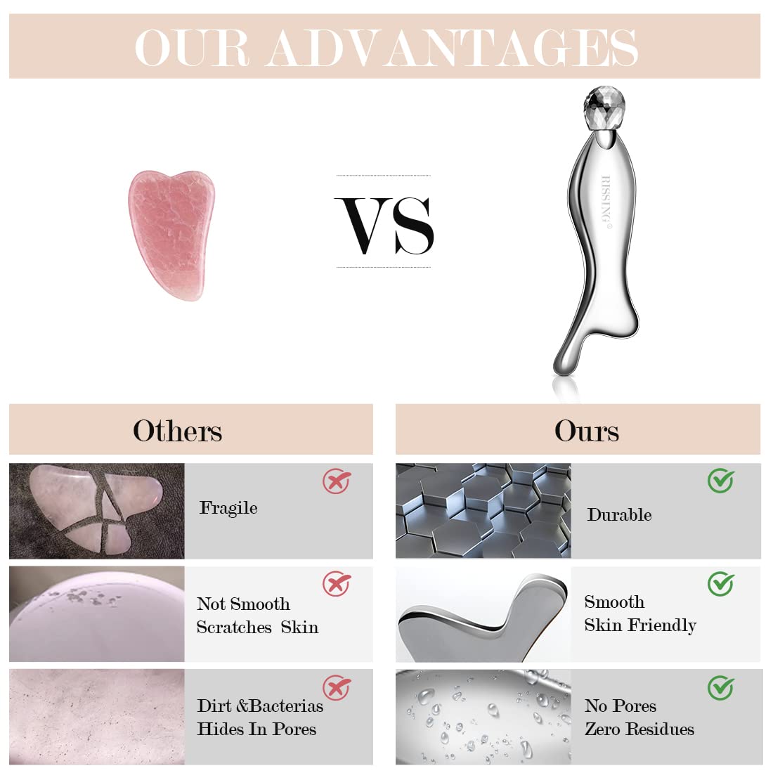 4-in-1 Gua Sha Facial Tools: FSA/HSA Eligible, Lymphatic Drainage Massager Facial Roller for Wrinkles and Lifting, Stainless Steel Gua Sha Tool for Face (Luxury Gift Box Edition) - Image 2