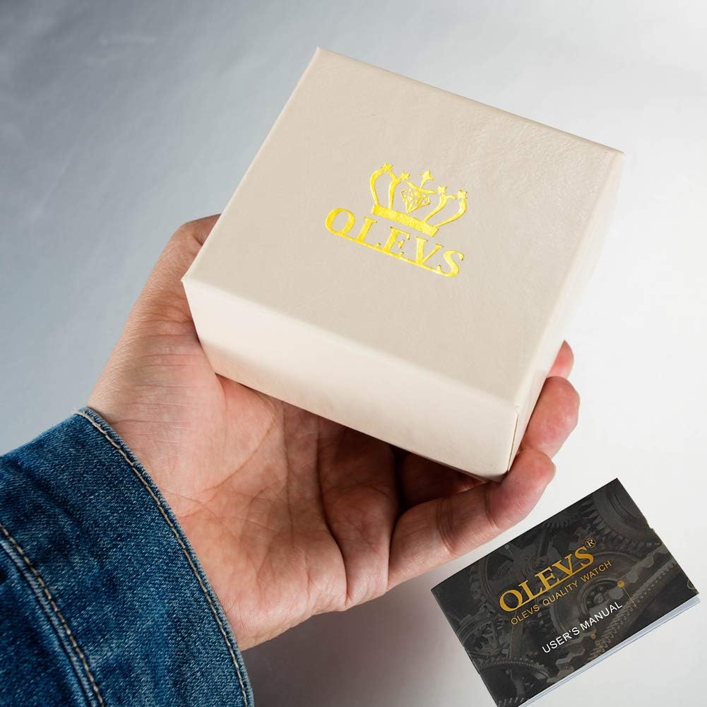 OLEVS Diamond Watches for Men,Business Dress Watch Waterproof Luminous,Male Golden Big Dial Luxury Casual Quartz Analog Watches with Day Date Calendar and Stainless Steel Band - Image 7