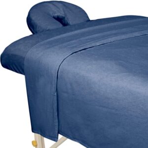 ForPro Premium Flannel 3-Piece Massage Sheet Set, Ocean Blue