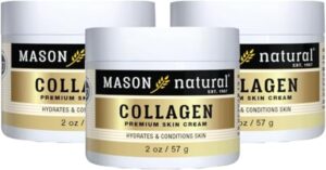 MASON NATURAL Collagen Premium Skin Cream – Anti Aging Face and Body Moisturizer, Intense Skin Hydration and Firmness, Pear Scent, Paraben Free, 2 OZ (3-Pack)