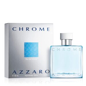 Azzaro Chrome Eau de Toilette – Fresh Aquatic Mens Cologne – Citrus, Woody, Musky Fragrance -Fresh Notes of Bergamot – Everyday Wear – Classic Summer Beach Scent – Luxury Perfumes for Men