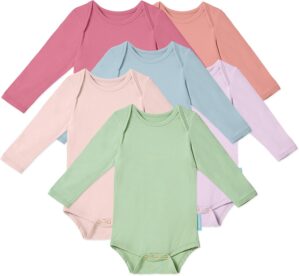 Supersoft Long Sleeve Baby Bodysuits, Premium Bamboo Rayon Bodysuit Unisex Boy Girl 0-3-6-9-18-24 months