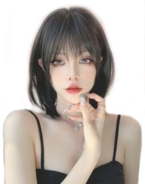 wig premium line 【 active top stylist produce 】 6 items set inner color line women’s original wig semi-long small face effect（darkbrown layer DY39A）