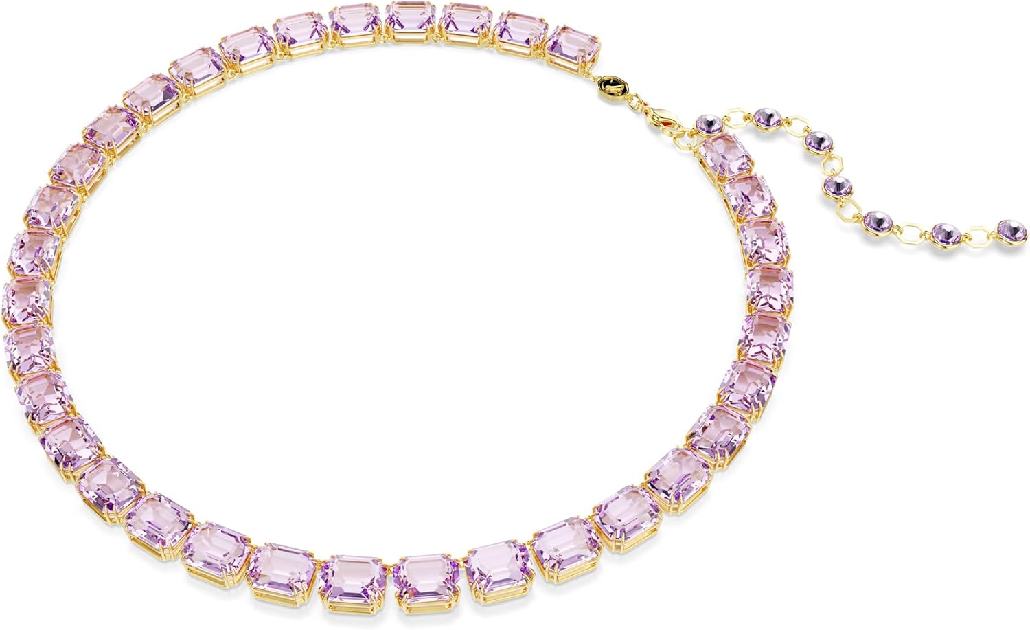 Swarovski Millenia Tennis necklace, Octagon cut, Purple, Gold-tone finish - Image 2