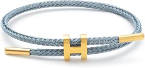 Bracelet with Adjustable Design Polished H Shape Buckle, Bracelets for Women, 18k Gold-plated Buckle Design Titanium Steel Wire Rope Women’s Gift Jewelry