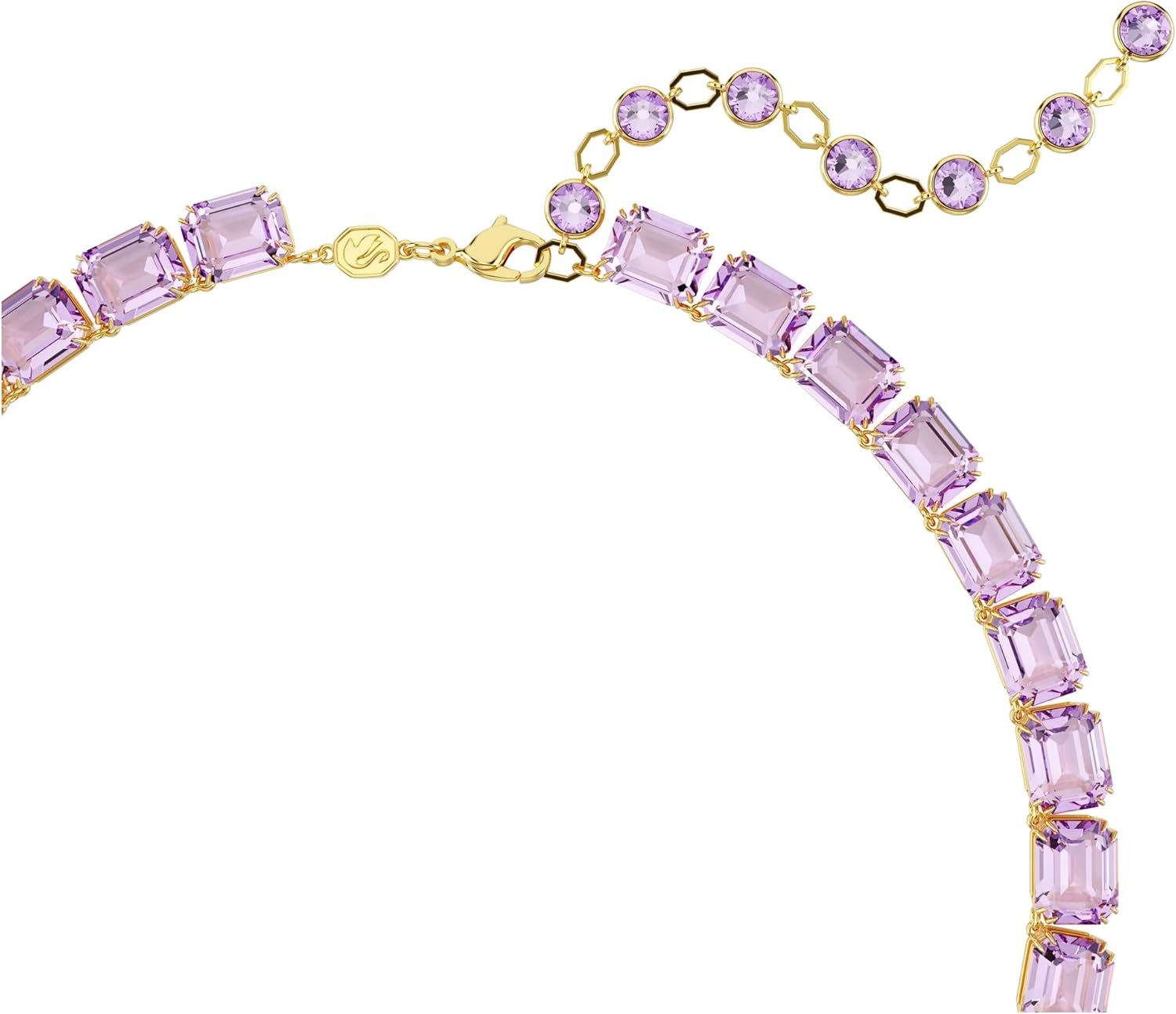 Swarovski Millenia Tennis necklace, Octagon cut, Purple, Gold-tone finish - Image 3