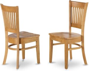 East West Furniture VAC-OAK-W Vancouver Kitchen Dining Chairs – Slat Back Wooden Seat Chairs, Set of 2, Oak