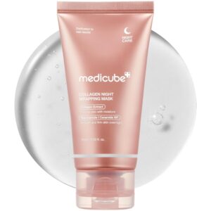 medicube Collagen Overnight Wrapping Peel Off Facial Mask Pack – Elasticity & Hydration Care, Reduces Sagging & Dullness – Hydrolyzed Collagen For Glowing Skin – Korean Skin Care, 2.53 fl.oz
