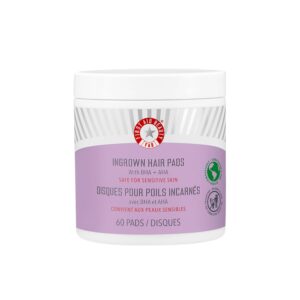 First Aid Beauty – Ingrown Hair Pads with BHA + AHA – Aftershave Treatment Pads to Help Prevent Razor Bumps for Men & Women – Exfoliate Underarms & Bikini Area – Compostable for Daily Use – 60 Pads