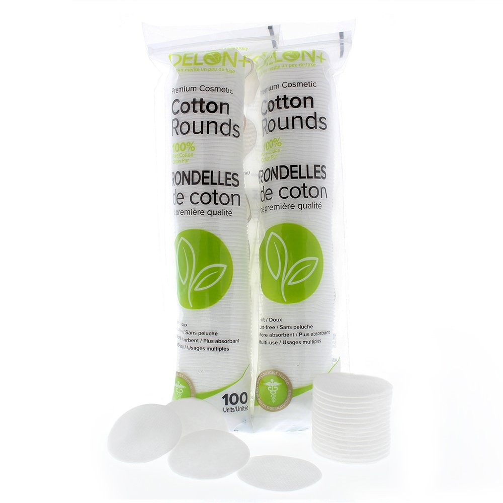 Delon Premium Dual-Sided Cotton Rounds, 100 Count (Pack of 1) – Lint-Free, Hypoallergenic, 100% Cotton Pads for Makeup, Skincare & Nails – Made in Canada - Image 2