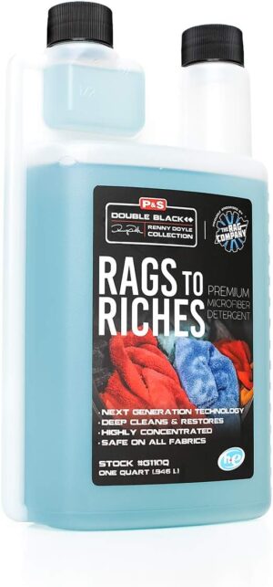 P & S PROFESSIONAL DETAIL PRODUCTS – Rags to Riches – Premium Microfiber Detergent, Deep Cleans and Restores, Safe on All Fabrics, Highly Concentrated, Next Generation Cleaning Technology (1 Quart)
