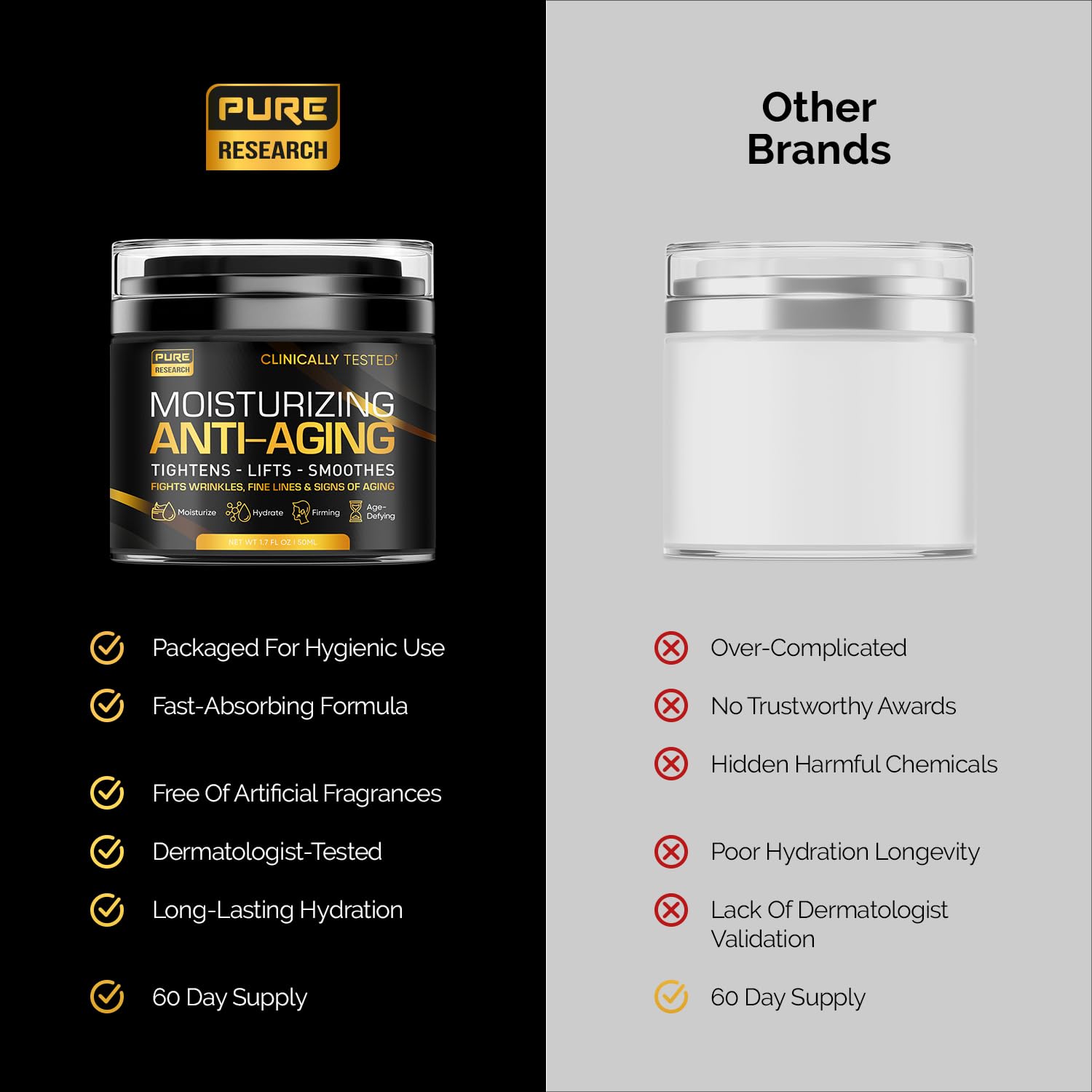 Men's Face Cream Moisturizer - Anti-Aging Cream For Men, Collagen, Retinol & Hyaluronic Acid - Day & Night - Facial Skin Care- Anti Wrinkle 1.7 oz - Image 6