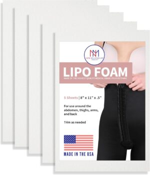 New Millennium Premium Lipo Foam Sheets (5 Pack) | USA Medical-Grade Compression Pads – Liposuction, BBL, Tummy Tuck | Reduce Swelling & Bruising | Use with Fajas, Ab Boards, Recovery Garments (8×11)