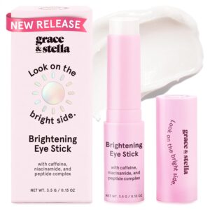 grace & stella Under Eye Brightener Balm Stick – Travel Essentials – Caffeine Eye Cream for Dark Circles, Puffiness, Wrinkles – Vegan Moisturizer Stick with Niacinamide, Hyaluronic Acid (0.13oz/3.5g)
