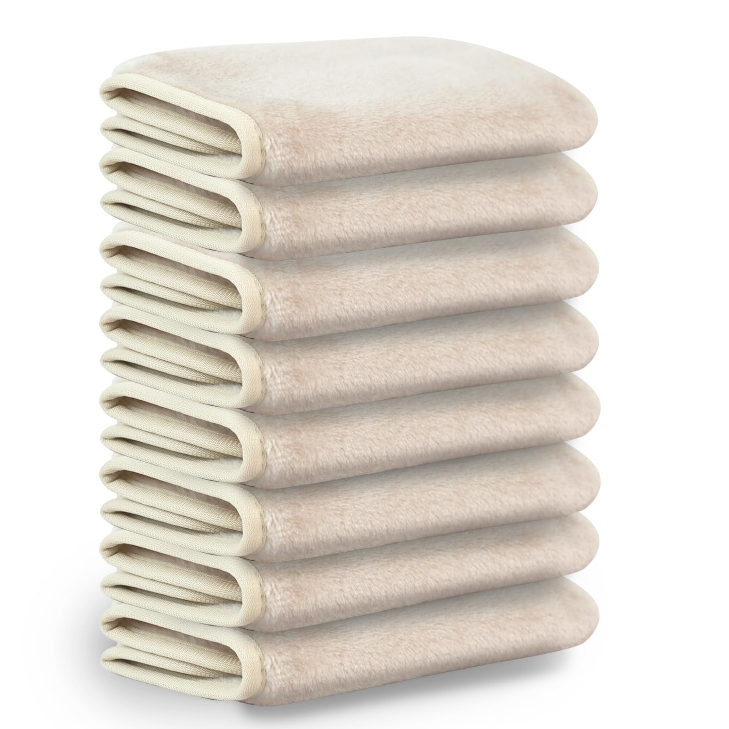 Makeup Remover Cloths, 8 Packs Makeup Remover Towels Reusable Face Wash Cloth, Soft Makeup Remover Microfiber Face Cloth for Women(Beige)