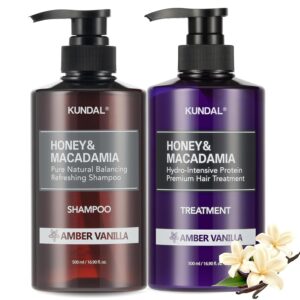 Kundal Premium Hair Care Special Set, Shampoo & Treatment, 16.9 fl oz (500 ml), #Amber Vanilla