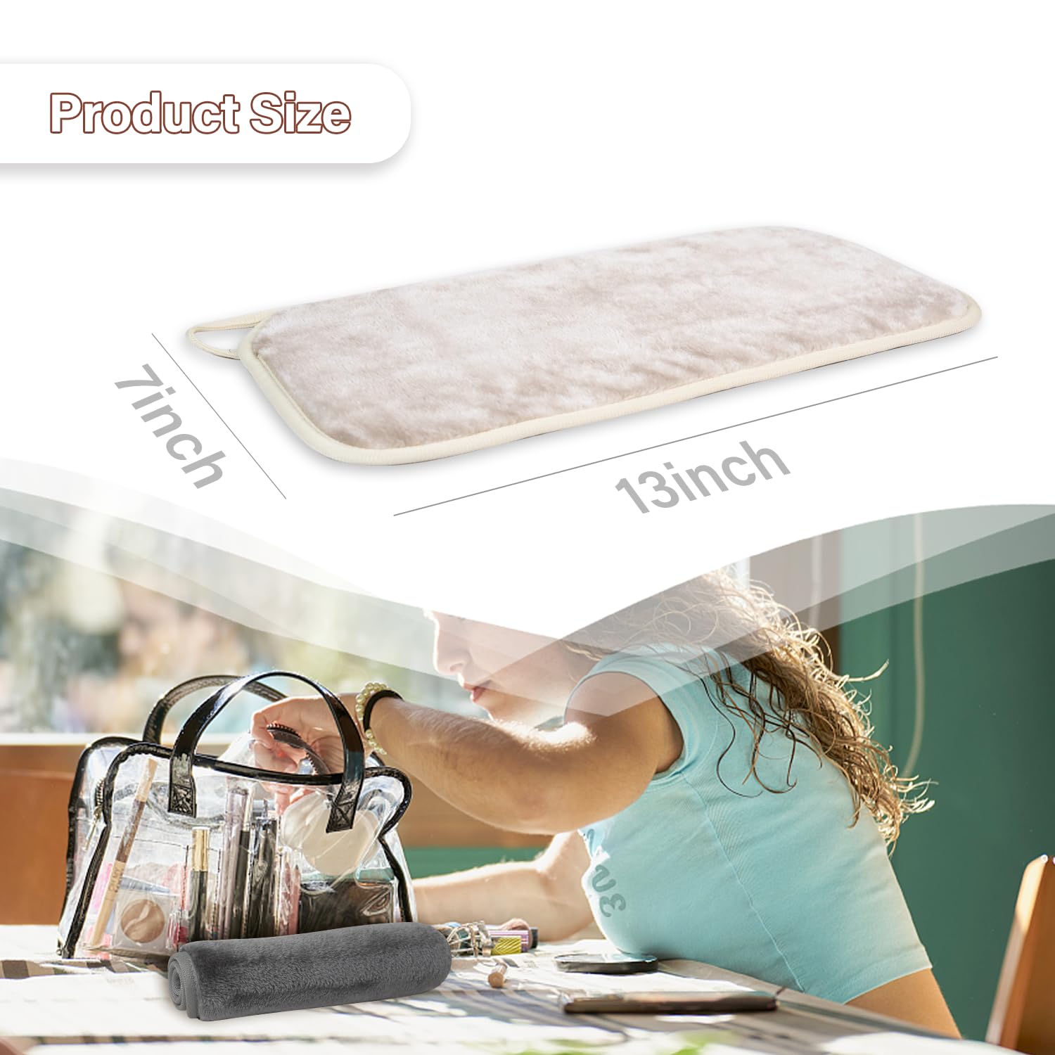 Makeup Remover Cloths, 8 Packs Makeup Remover Towels Reusable Face Wash Cloth, Soft Makeup Remover Microfiber Face Cloth for Women(Beige) - Image 4