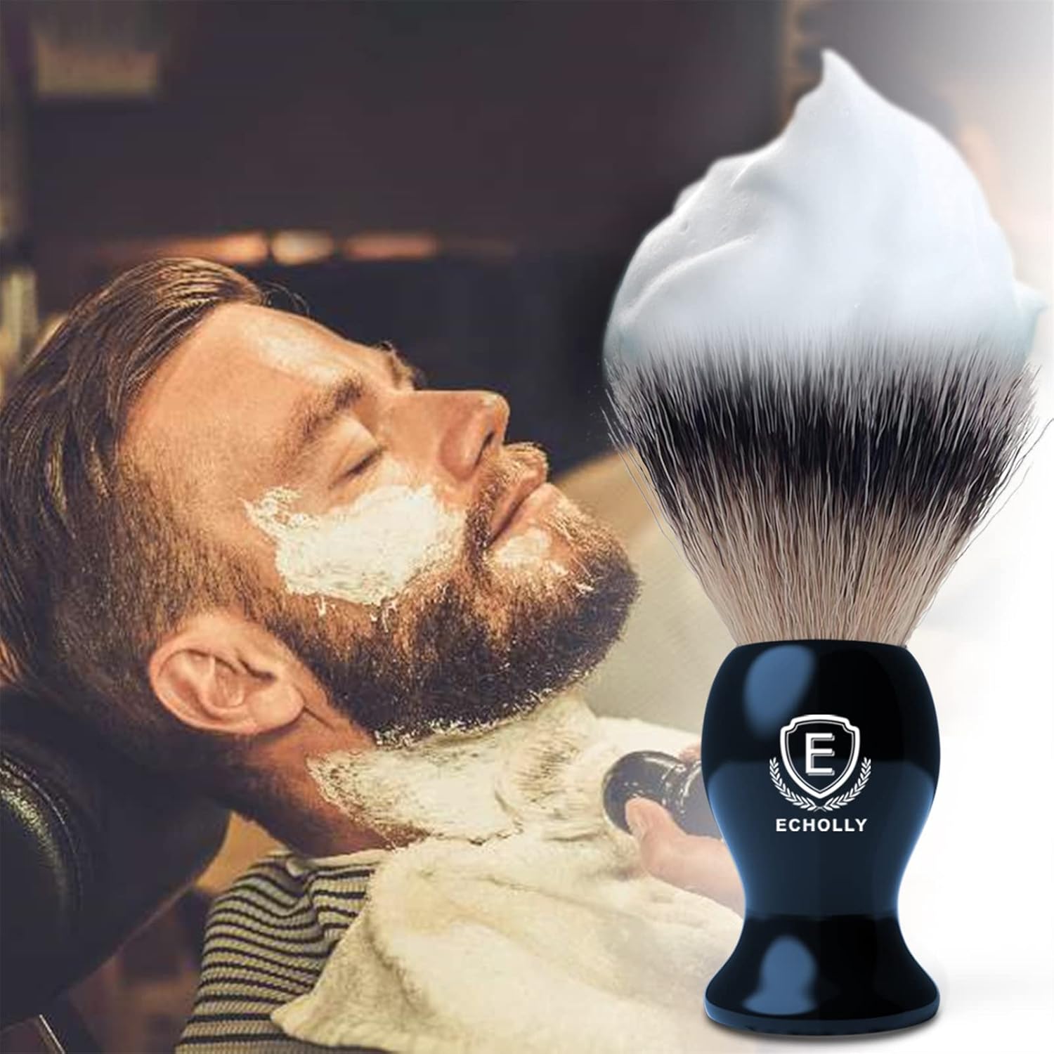 Luxury Shaving Brushes For Men by Echolly-Super Strong NO Shedding Bristle Shave Brushes for Men-Smooth Acrylic Handle Legacy Shave Brush-Rich and Fast Lather Shaving Cream Brush Gifts for Fathers Day - Image 2