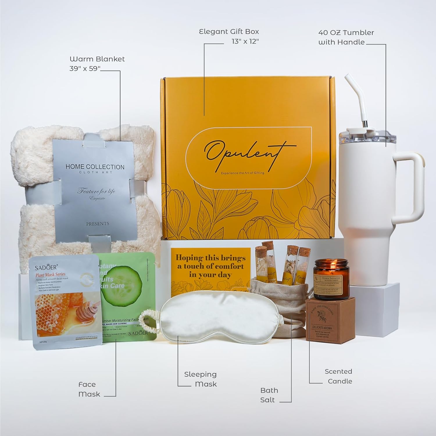 Self Care Gifts for Women, Birthday Gift Baskets for women, Care Package Specially for You Gift Box Women Hug in a Box for Her Unique Presents Get Well Gifts Luxury Spa Set Cozy Blanket 40oz Thumbler - Image 3