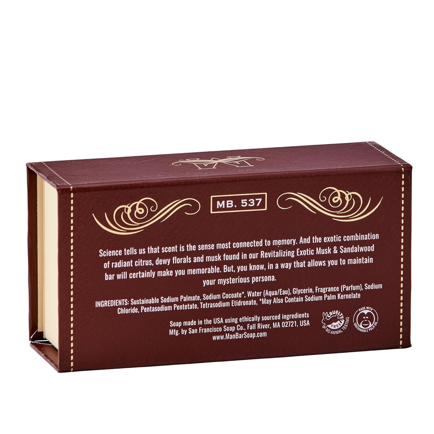 San Francisco Soap Company Exotic Musk and Sandalwood Fragrance Man Bar - Revitalizing - No Harmful Chemicals - Good for All Skin Types - Made in the USA - Image 2