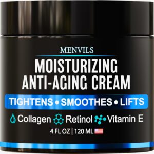 Mens Face Moisturizer Cream – Anti Aging & Wrinkle for Men with Collagen, Retinol, Vitamins E, Jojoba Oil – Face Lotion – Age Facial Skin Care – Eye Wrinkle – Day & Night – 4 oz
