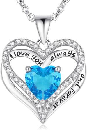 S925 Sterling Silver Necklace for Women, Wife Jewelry Rose Gold, Mom Birthday Valentines Mothers Day Gifts, Girlfriend Necklaces, Daughter Heart Jewel, Anniversary for Her