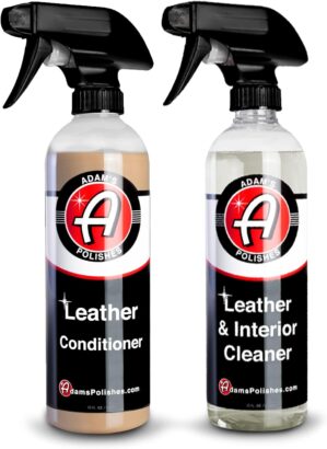 Adam’s Polishes Leather Care Kit – Leather Cleaner & Conditioner Car Cleaning Supplies | UV Protection for Interior Accessories Steering Wheel Seat Dash Vinyl Shoe Polish Jacket