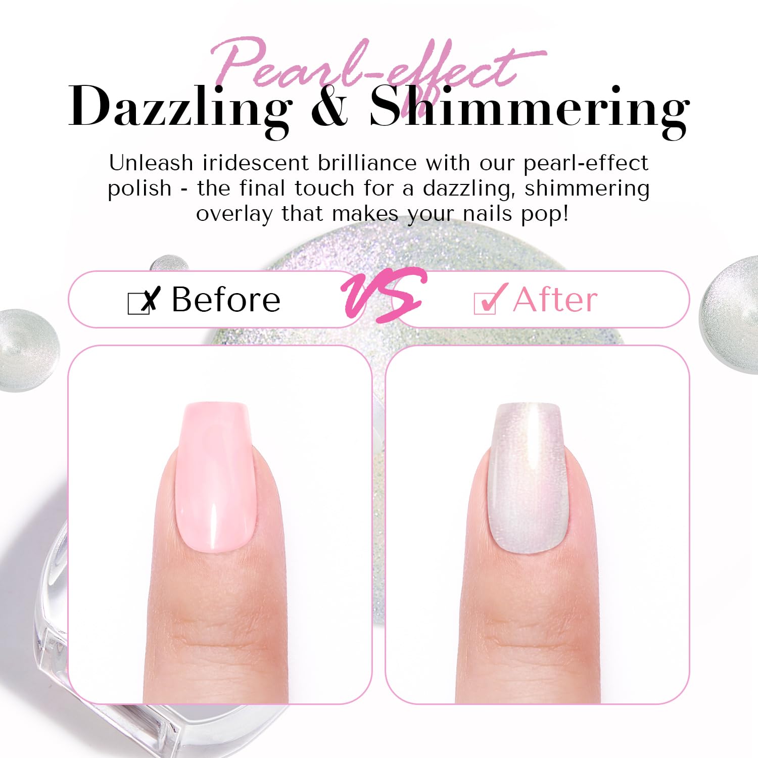 AZUREBEAUTY Sparkle Nail Polish Set Quick Dry Pearl white Hot Pink 2 Colors Nail Lacquer Natural Infinite Shine DIY Salon Home Women Gifts 2Pcs 0.34oz - Image 7