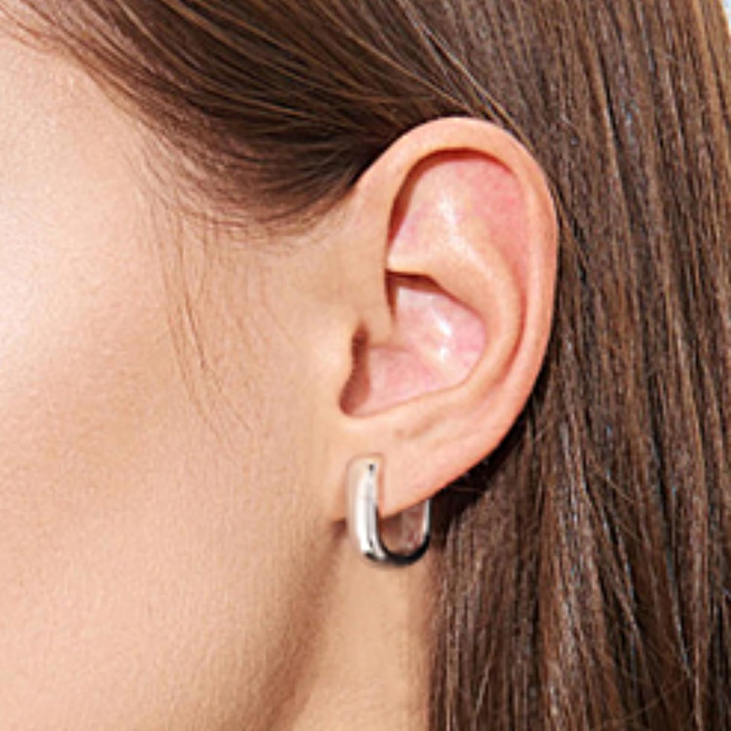 Small Hoop Earrings for Women, 925 Sterling Silver Chunky Hoops Earrings, Hypoallergenic Huggie Hoops, Small Thick Huggie Hoop Earrings for Jewelry Gifts - Image 2