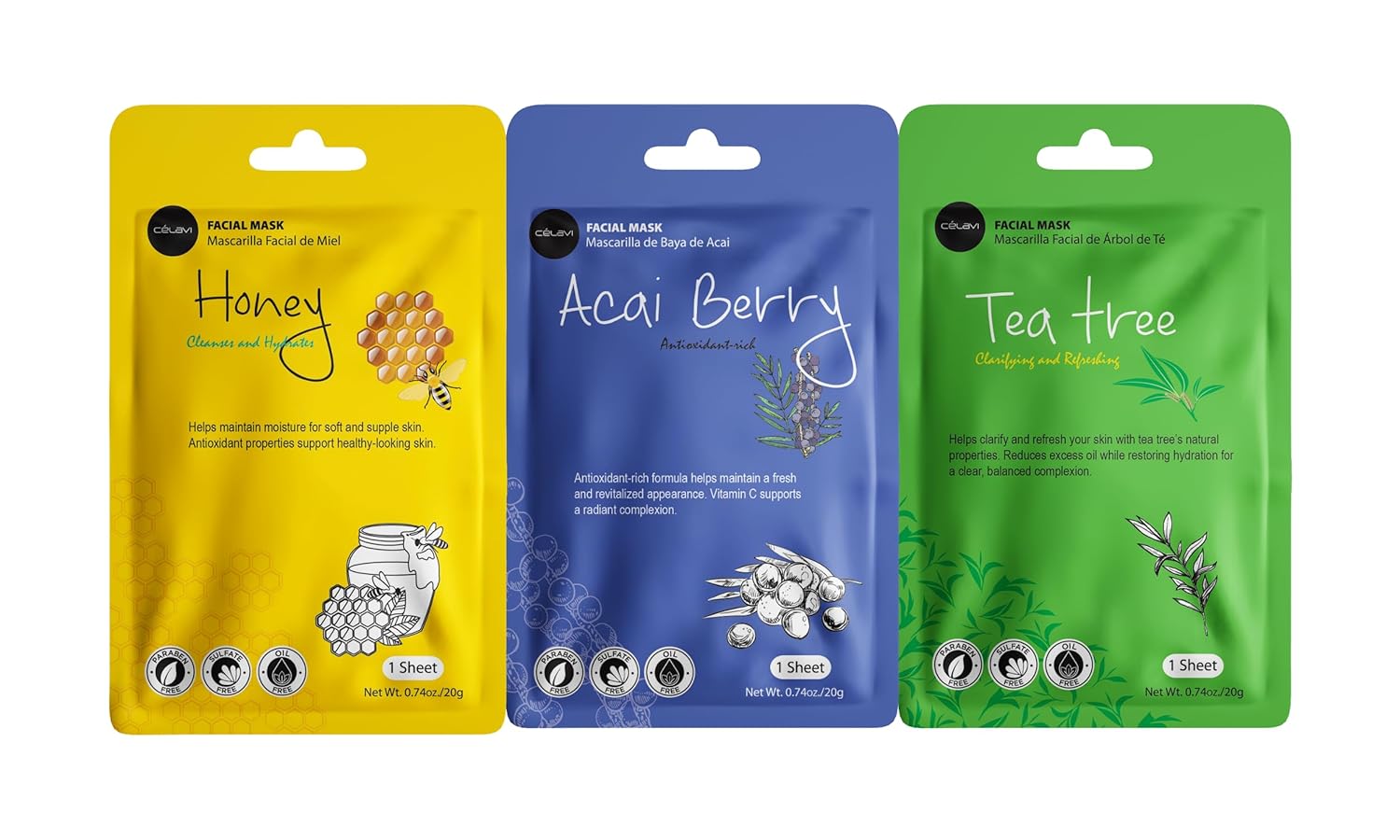 Celavi Essence Facial Sheet Face Mask Variety Set Classic Authentic Korean Moisturizing Skincare (12-Packs) - Image 9