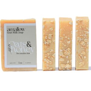 Premium Goat Milk Soap Bars – For Dry Skin, Gentle, Organic & Soothing – Made with Real Goat Milk – Large 5 OZ (Pack of 4) – (Oats and Honey)