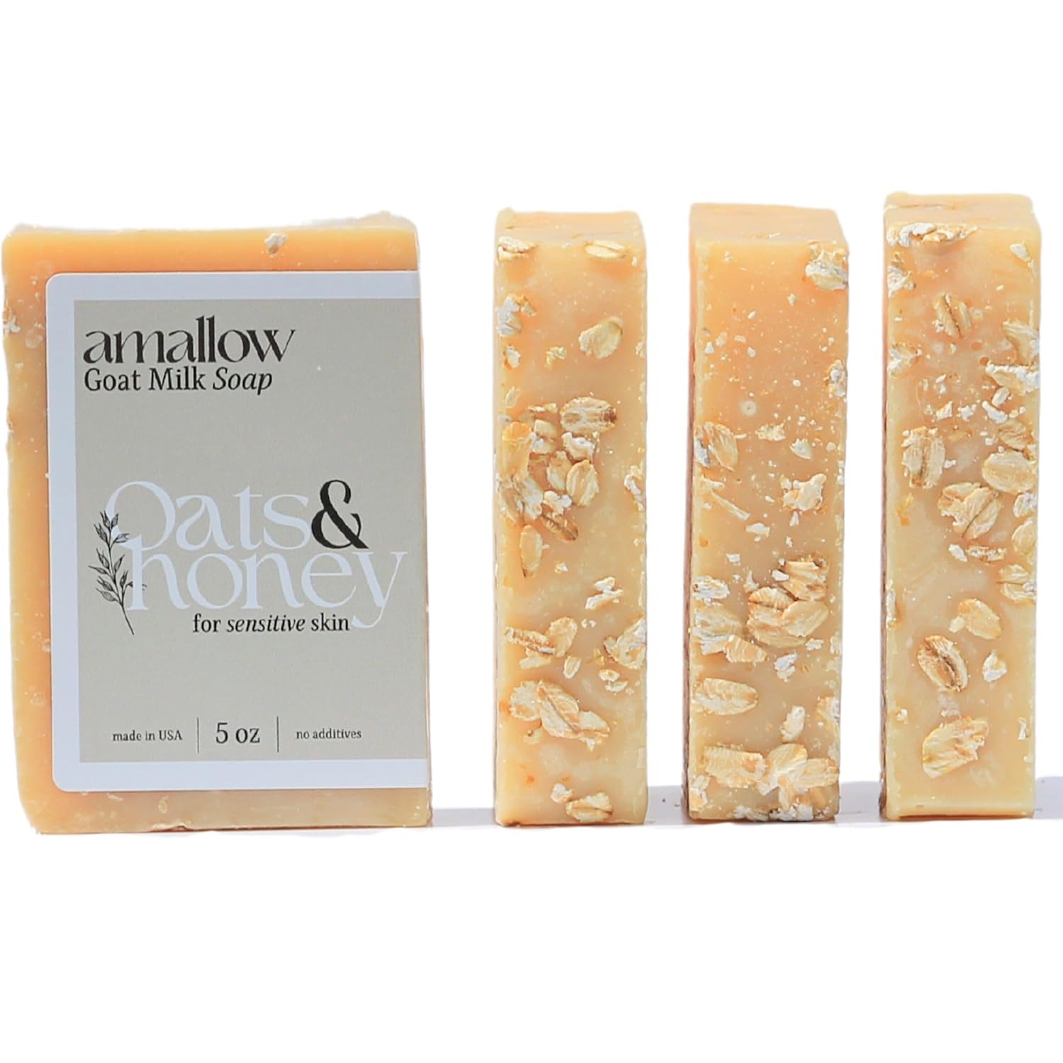 Premium Goat Milk Soap Bars - For Dry Skin, Gentle, Organic & Soothing - Made with Real Goat Milk - Large 5 OZ (Pack of 4) - (Oats and Honey)