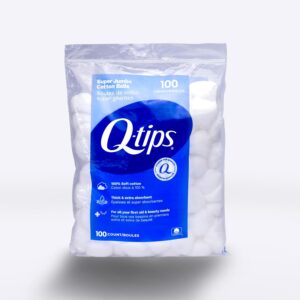 Q-tips Super Jumbo Cotton Balls for Beauty, First Aid and Baby Care, 100% Thick Cotton, 100 Count
