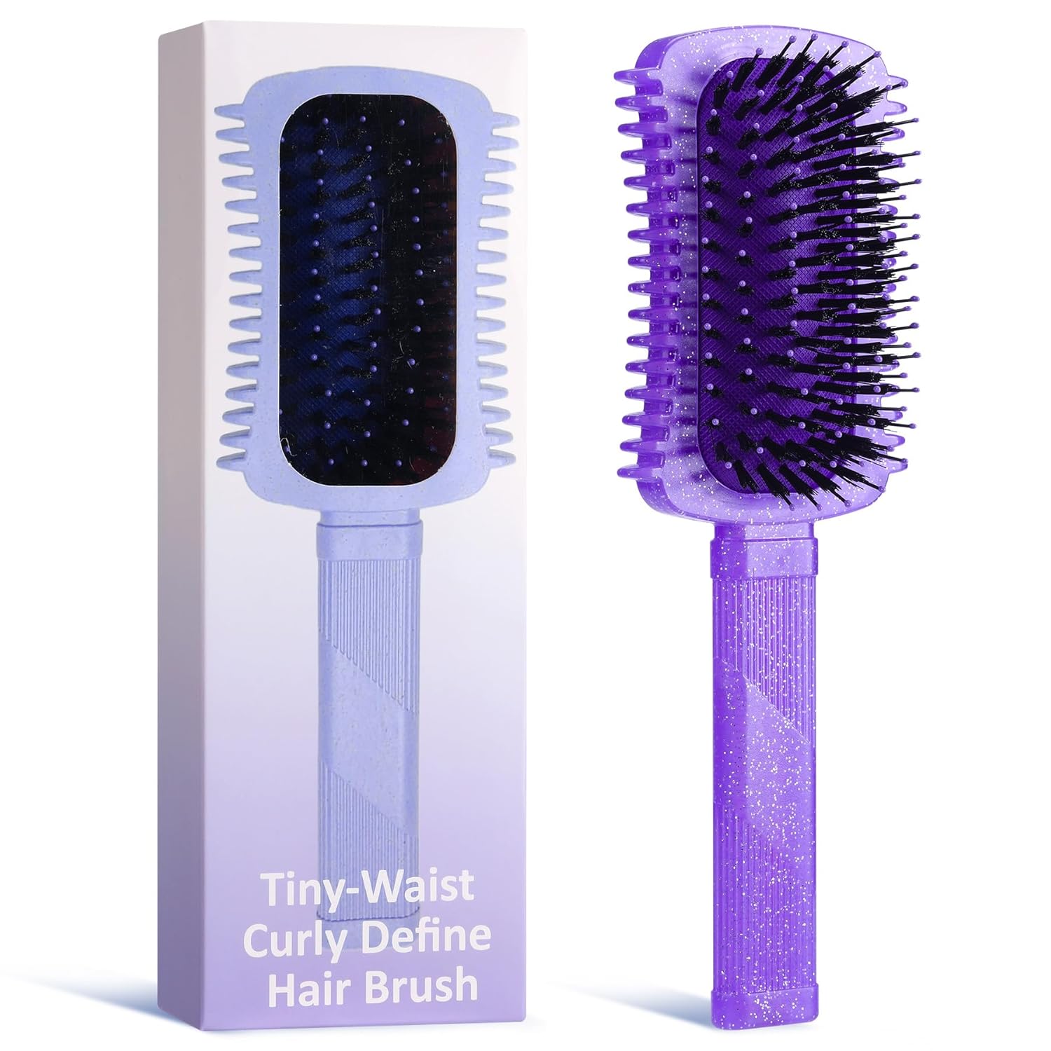 Curly Hair Brush Defining, Volume Curl Defining Brush for Effortlessly Detangling Shaping and Styling Women's Curls, Reduce Pulling (Flash Purple)