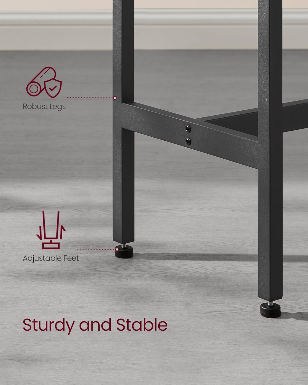 VASAGLE Bar Table, Narrow Long Kitchen Dining Table, Sturdy Metal Frame, Industrial, 15.7 x 55.1 x 35.4 Inches, Rustic Brown and Ink Black ULBT140B01 - Image 7