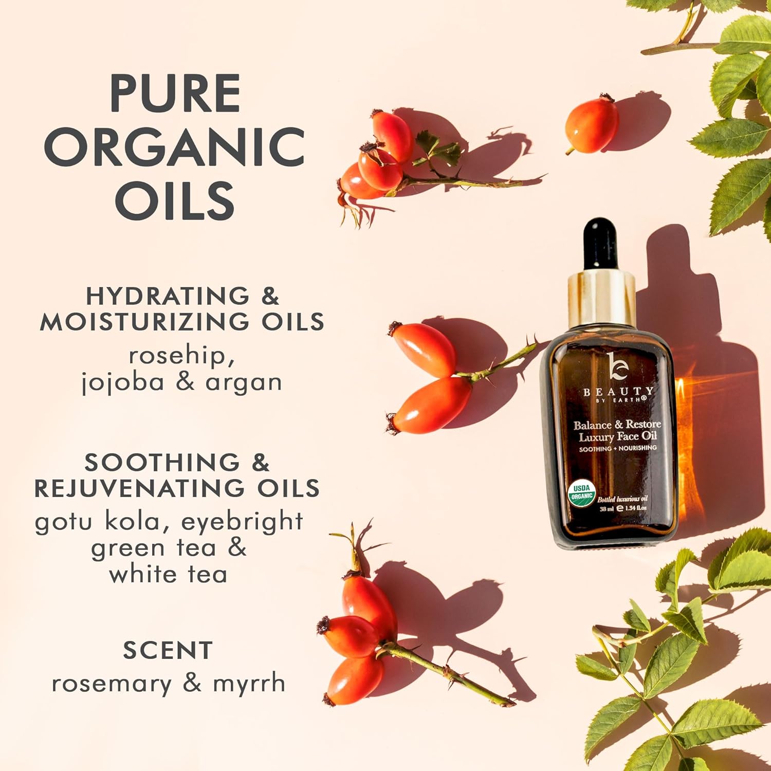 USDA Organic Face Oil - USA Made with Natural Ingredients, Anti Aging Formula for Acne-Prone & Oily Skin, Facial Oil with Vitamin E, Rosehip, Argan & Jojoba Oils for Sensitive Skin, Eczema & Rosacea - Image 5