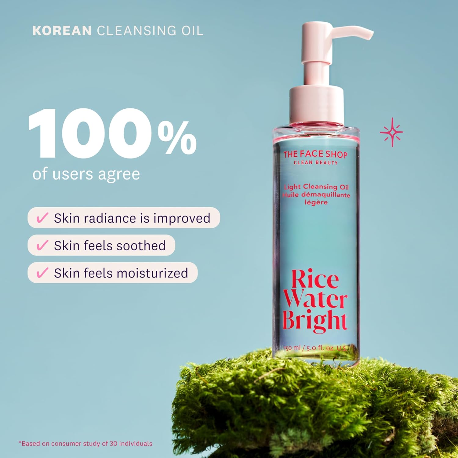 The Face Shop Rice Water Bright Light Facial Cleansing Oil, Daily Makeup Remover, Oil Cleanser, Vegan, Korean Skin Care with Jojoba Oil, Face Pore Cleanser, 150ml - Image 3
