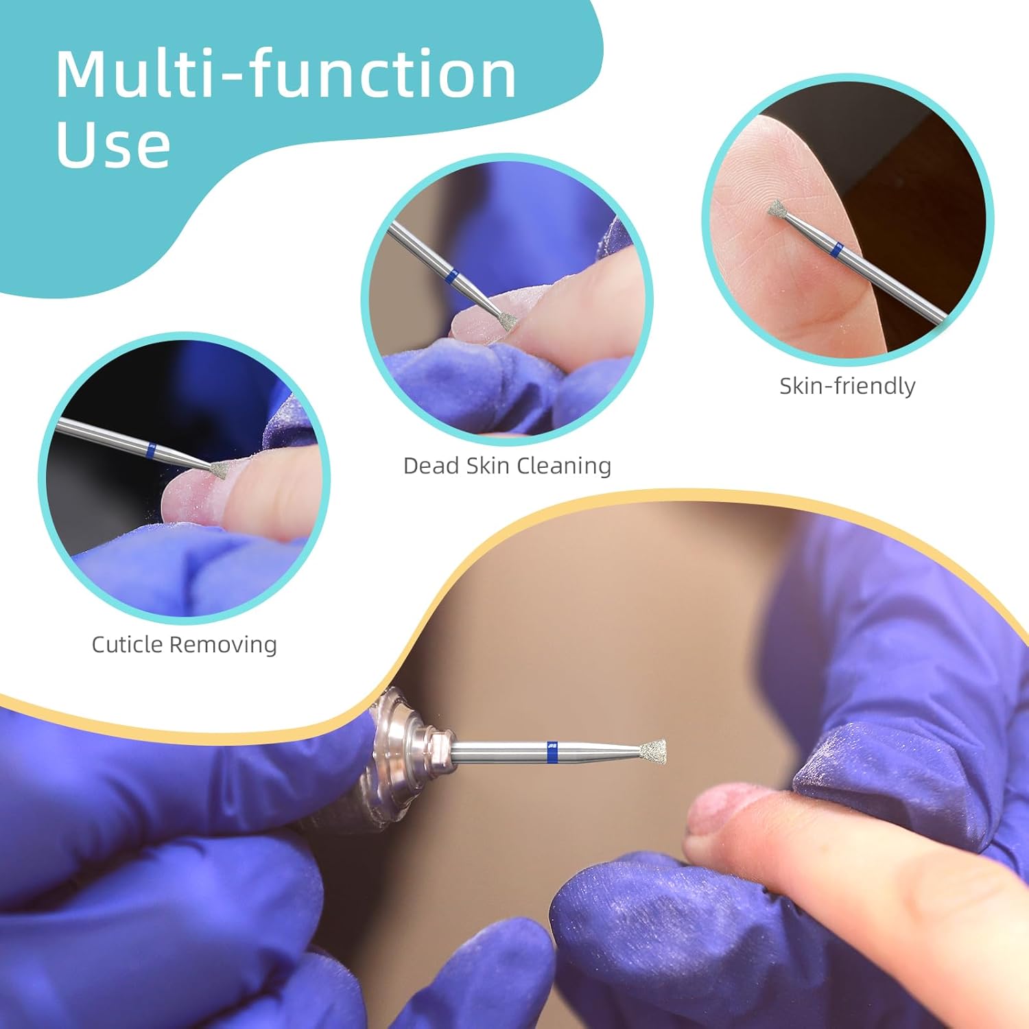 3mm Inverted Cone Cuticle Clean Nail Drill Bit, Russian Diamond Nail Bits Professional Safety Under Nail Cleaner Burr for Cuticle Dead Skin, Electric Nails Drill Accessories, Medium - Image 3