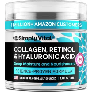 SimplyVital Collagen, Retinol & Hyaluronic Acid Cream – Anti-Aging Face Moisturizer for Face, Firming Skin Care Neck & Décolleté – Made in USA, Daily Moisturizer Face Cream Day & Night – 1.7 fl.oz.
