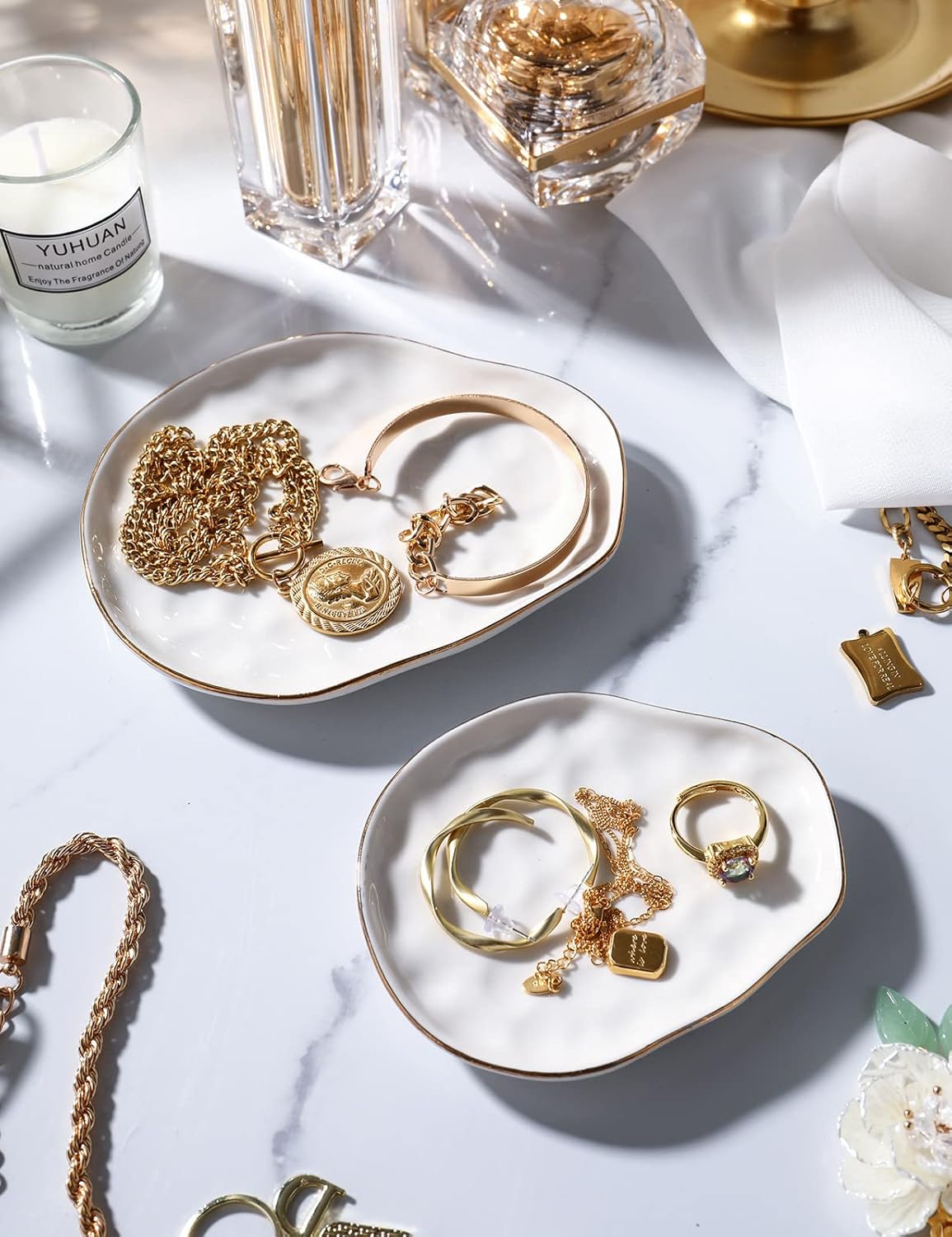 AISBUGUR Jewelry Dish Set of 2, Large Jewelry Tray for More Jewelry Ring Dish Jewelry Bowl with Beautiful Package and Greeting Card Perfect for Birthday Gifts for Women - Image 4