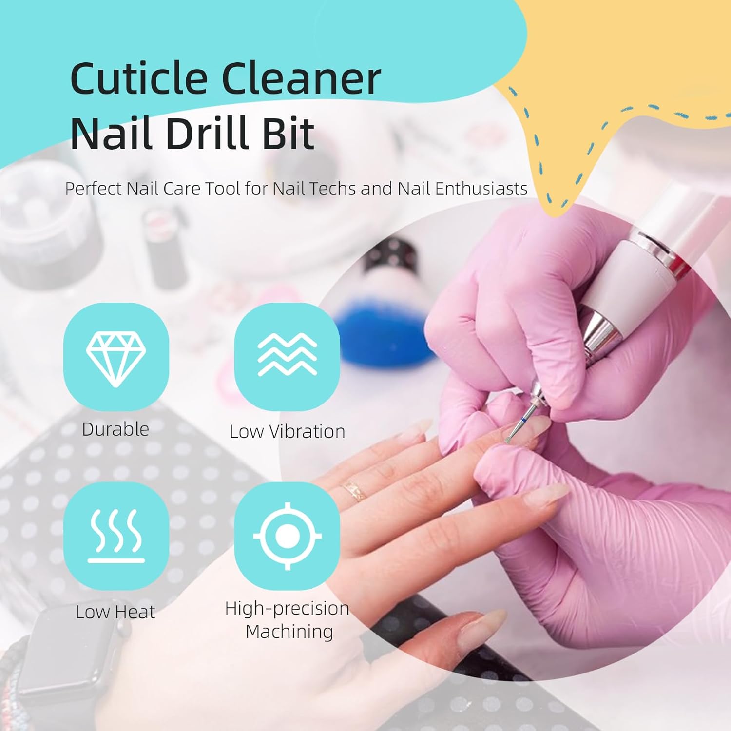 3mm Inverted Cone Cuticle Clean Nail Drill Bit, Russian Diamond Nail Bits Professional Safety Under Nail Cleaner Burr for Cuticle Dead Skin, Electric Nails Drill Accessories, Medium - Image 2