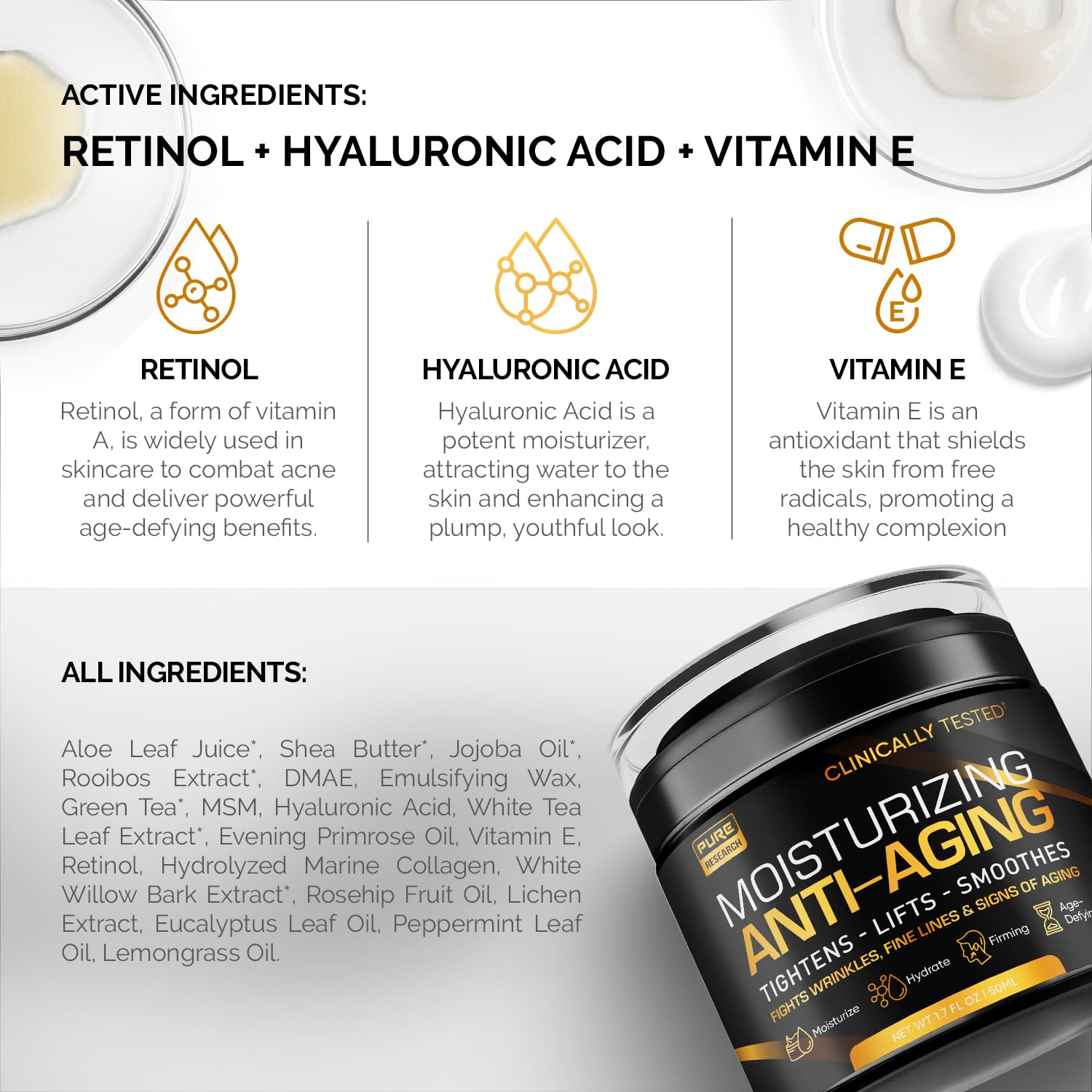 Men's Face Cream Moisturizer - Anti-Aging Cream For Men, Collagen, Retinol & Hyaluronic Acid - Day & Night - Facial Skin Care- Anti Wrinkle 1.7 oz - Image 2